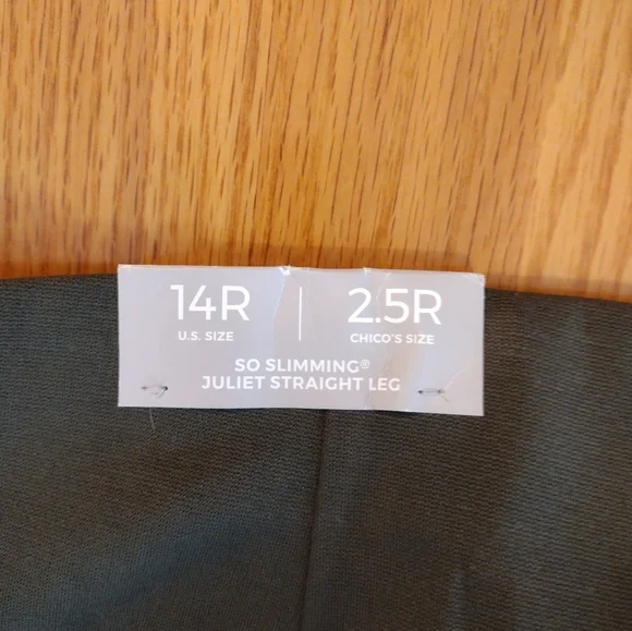 Chico's Green Ankle Pants Women's Size 14 Juliet Slim Trim Stretch Office NWT - Picture 10 of 11